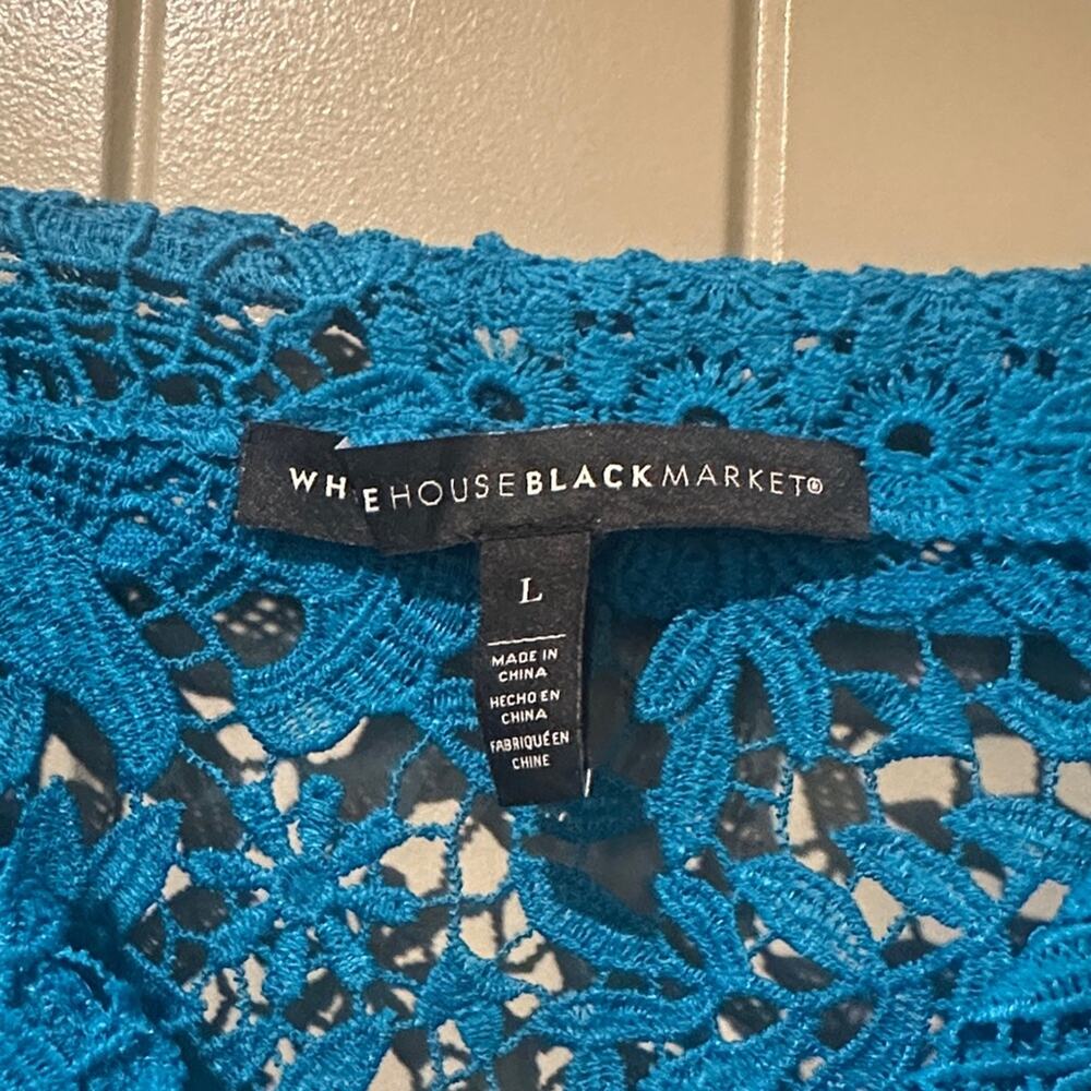 WHBM Teal Eyelet Lace Top L - Picture 7 of 8
